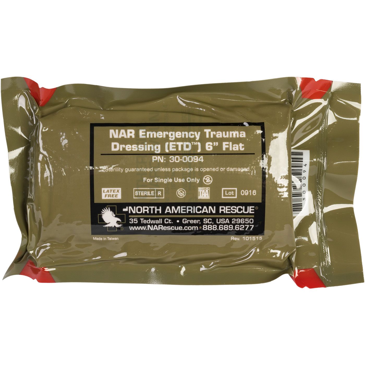 NAR 6" FLAT EMERGENCY TRAUMA DRESSING - Default Title Medical Components Refuge Medical