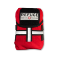 Refuge Medical BearFAK First Aid Kit - Red MOLLE-compatible pouch with reflective strip and Refuge Medical grey  patch