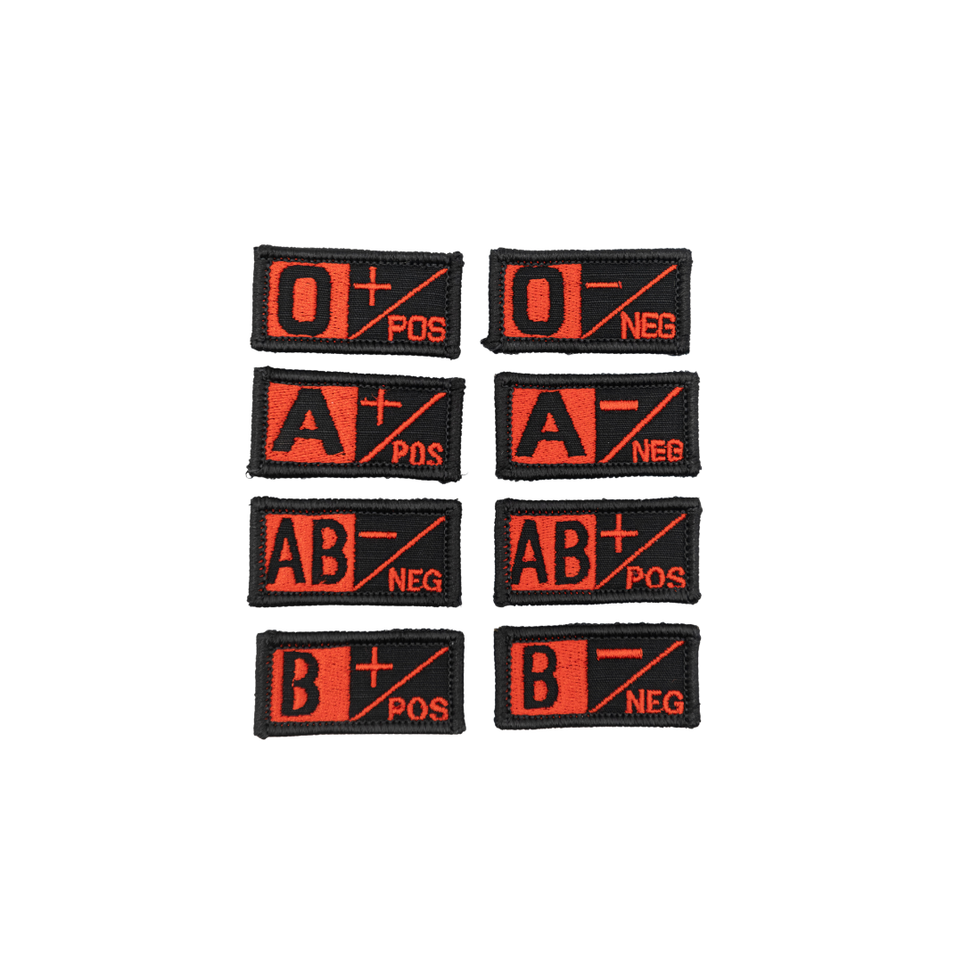 BLOOD TYPE PATCHES - Red/Black / A+ Medical Components Refuge Medical