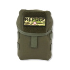 Refuge Medical BearFAK First Aid Kit - Ranger Green MOLLE-compatible pouch with Refuge Medical camo patch.
