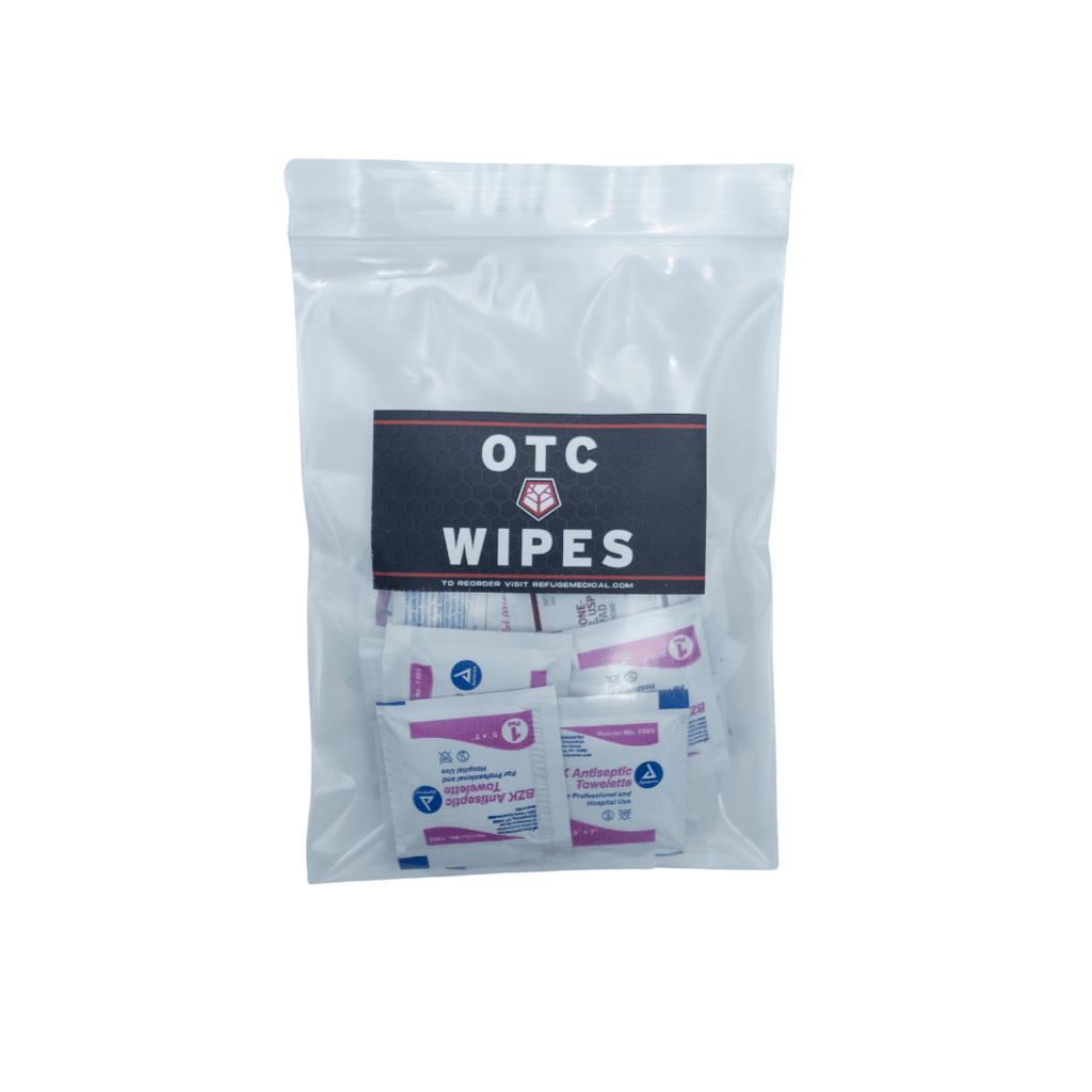 Refuge Medical Adventure Wipes components in poly bag