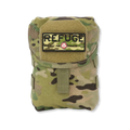 Refuge Medical BearFAK First Aid Kit - Multicam MOLLE-compatible pouch with Refuge Medical camo patch.