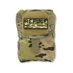 Refuge Medical BearFAK First Aid Kit - Multicam MOLLE-compatible pouch with Refuge Medical camo patch.