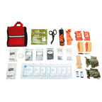 Refuge Medical Bleeding Control Station First Aid Kit - Red with reflective strip, components included in the Bleeding Control Station
