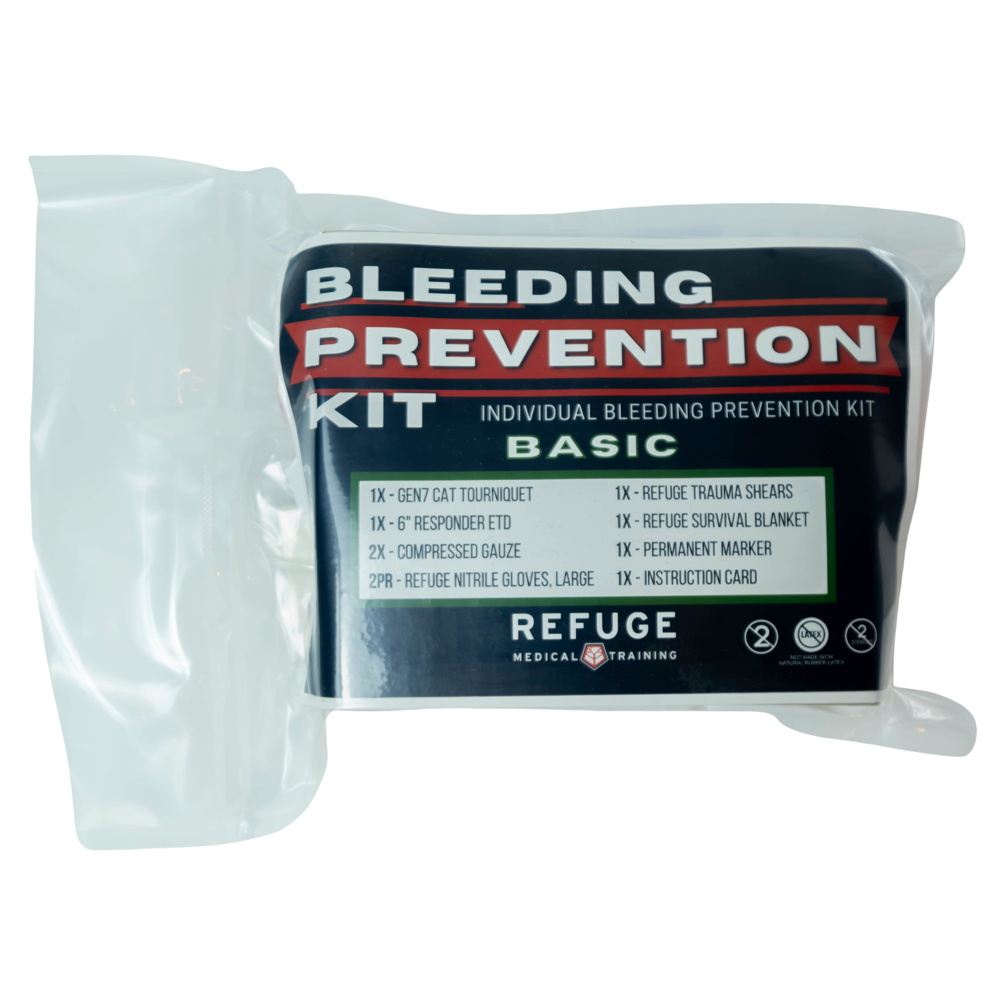 Refuge Medical Bleeding Prevention Kit Vacuum Sealed First Aid Kit - Basic