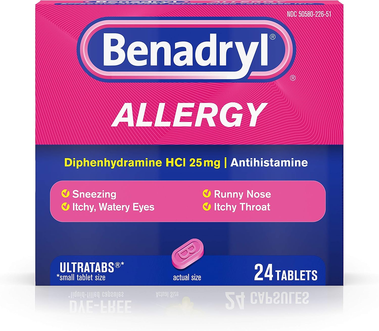 Benadryl - 25 mg diphenhydramine HCl