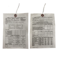 Two canine tactical combat casualty cards (TCCC) with text and canine diagrams on them
