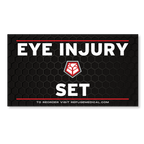 Eye Injury Set - black label, white words, red accents, Refuge logo