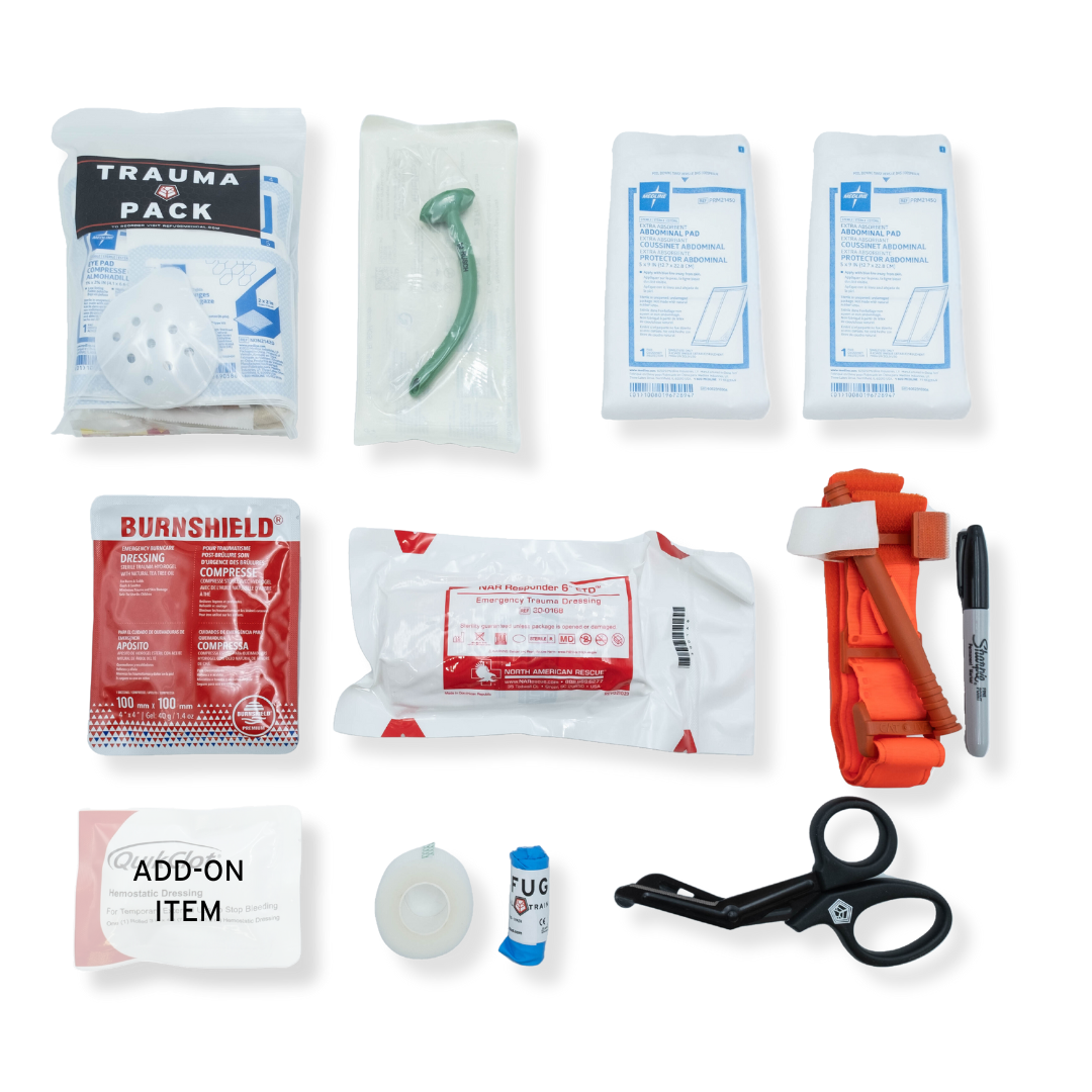 Refuge Medical BearFAK First Aid Kit Refill - Components included (bag not included)