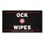 Product packaging for 'OCK Wipes' with a black background and red accents.