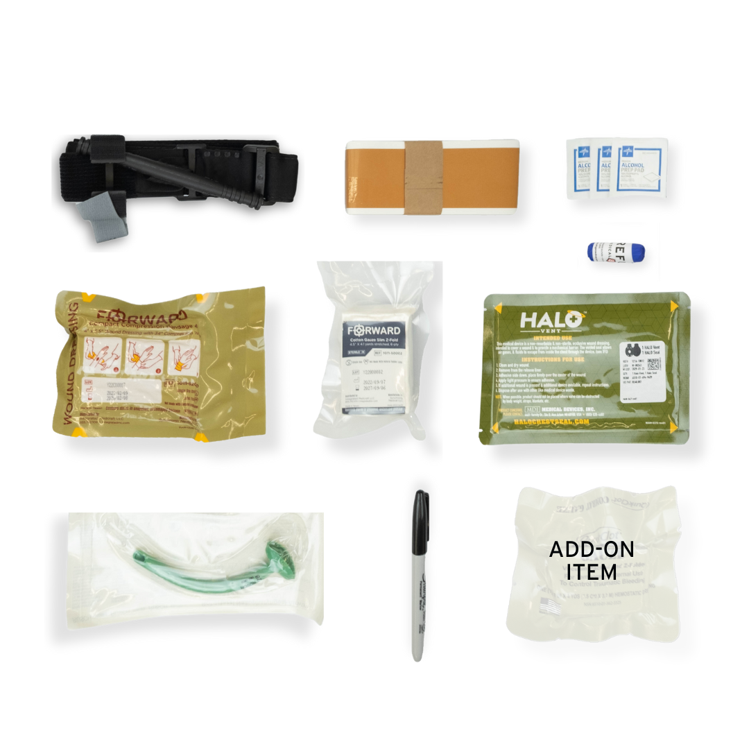 Refuge Medical SOB First Aid Kit Refill - Components included (bag not included)
