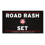 Road Rash Set label, white words, red accents, Refuge Logo